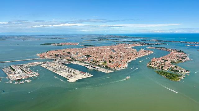 Aerial view of Venice and its lagoon